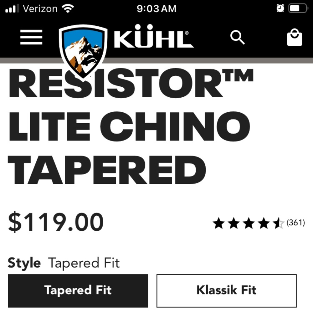 Kuhl Resistor Lite Chino Tapered